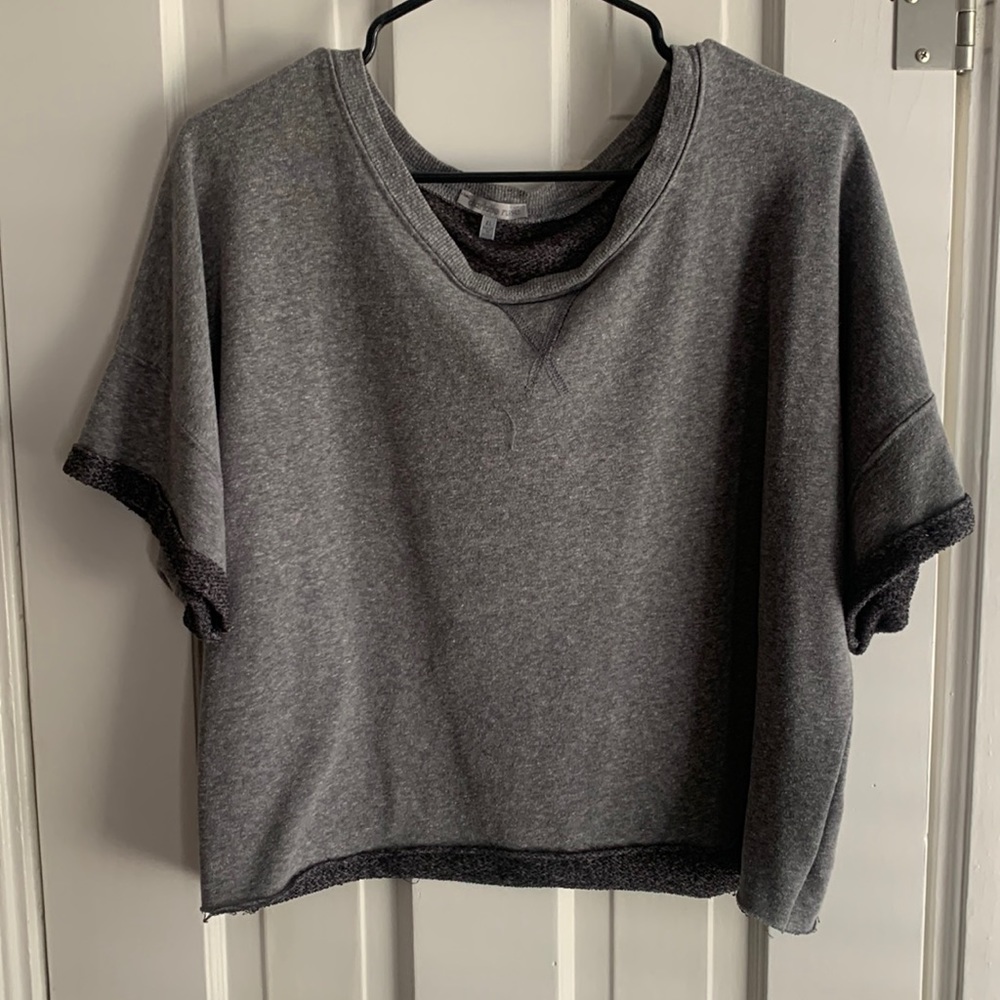 Grey Charlotte Russe sweatshirt material cropped tee